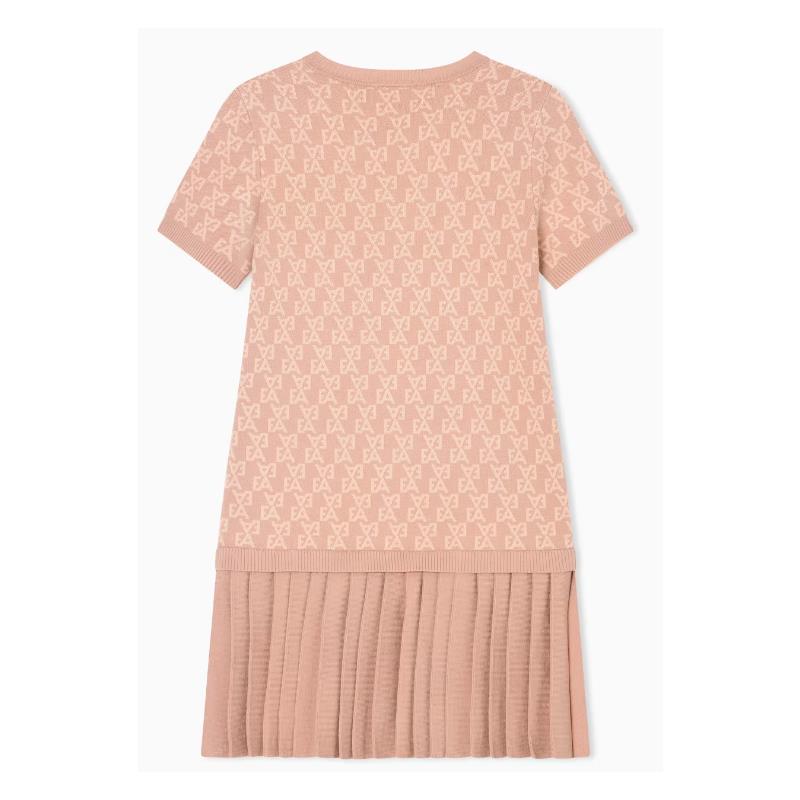 Armani Baby - Girls Short Sleeve Ea Print Pleated Dress Pink Image 3