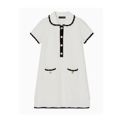 Armani Girls Collared Dress, White Image 1