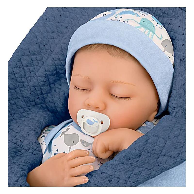 Ashton Drake - Breathing Baby Boy Doll With Quilted Blanket And Pacifier Image 3