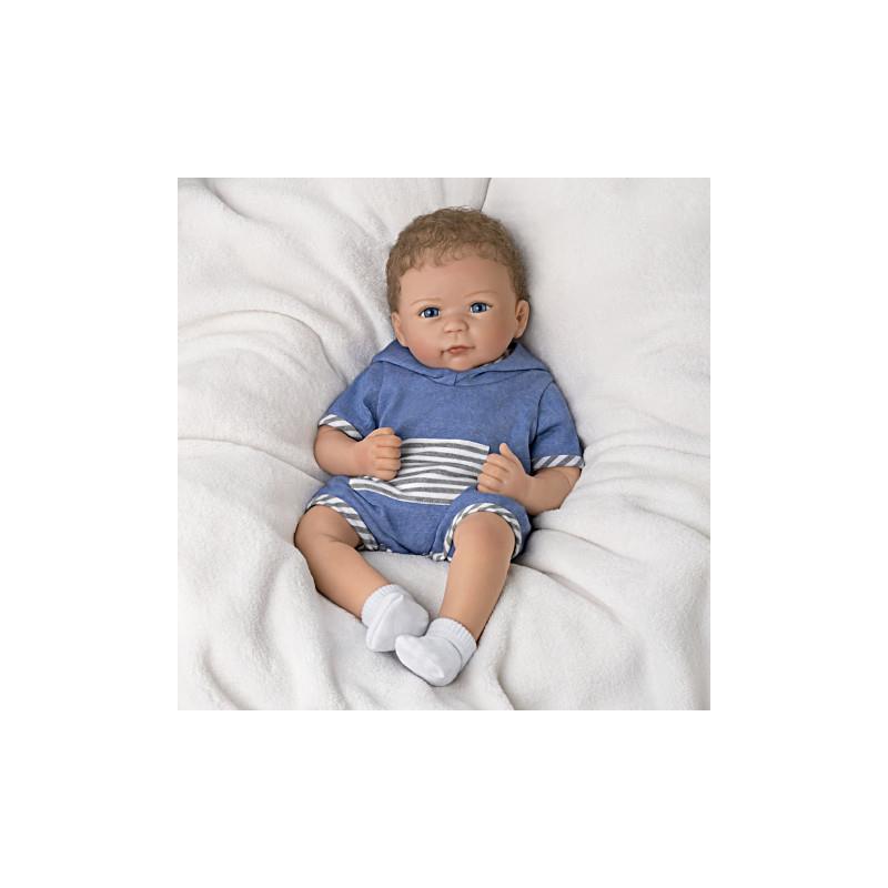 Ashton Drake - Caleb Silicone Doll, Blue Outfit Image 4