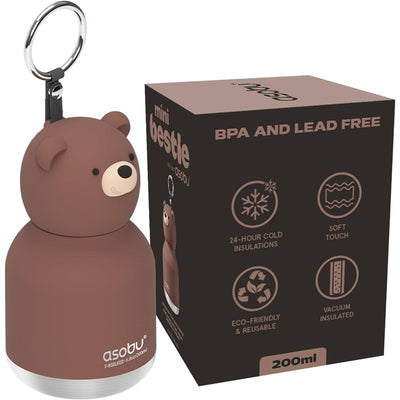 Asobu - Stainless Steel Bottle Silicone Head Mini Brown Bear Image 1