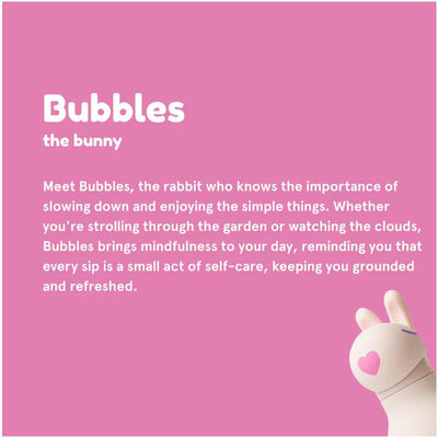 Stainless steel bottle shaped like a bunny with a pink silicone head, promoting mindfulness and self-care.