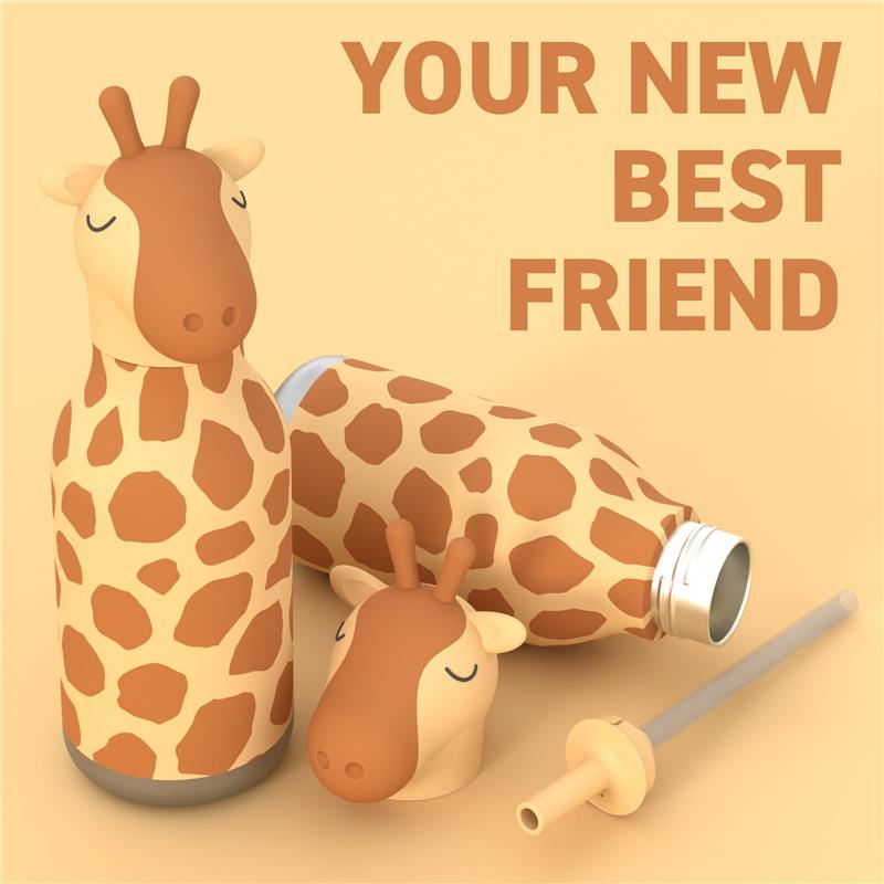 Asobu - Stainless Steel Bottle Silicone Head Giraffe Image 2