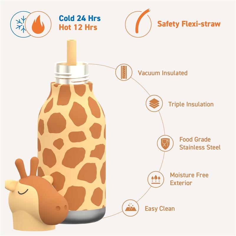 Asobu - Stainless Steel Bottle Silicone Head Giraffe Image 3