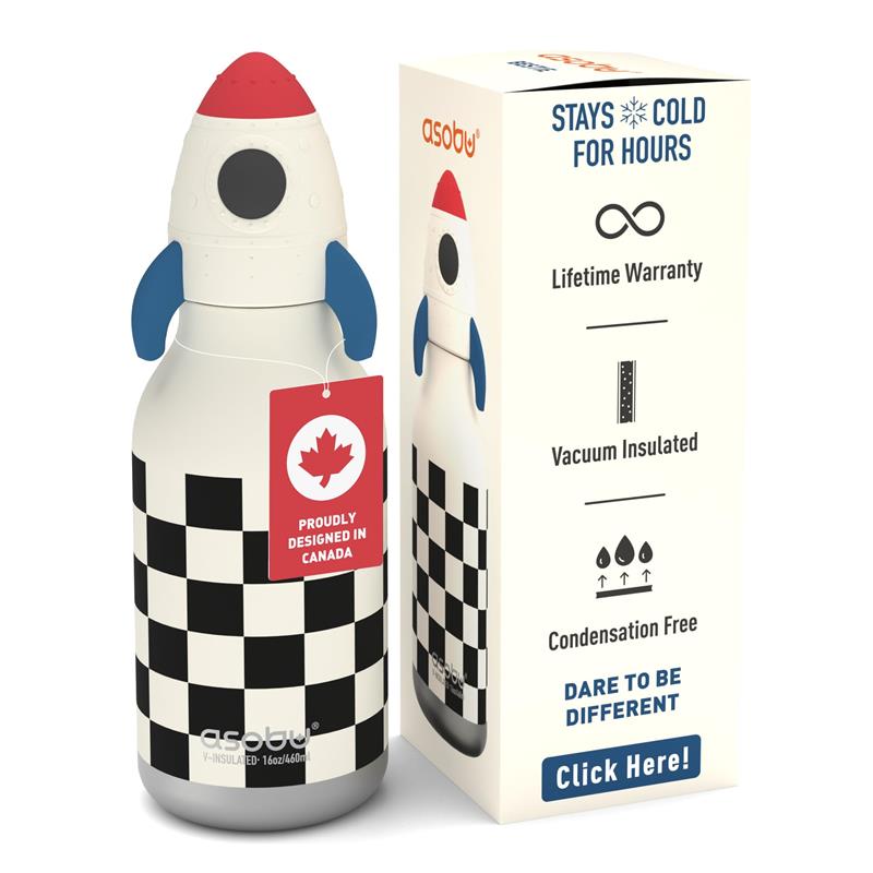 Asobu - Stainless Steel Bottle Silicone Head Rocket Chekers Image 1