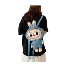 Auraquise - Kids Girls Labubu Soft Plush Backpack Large-Capacity Character Doll Bag Blue Image 1