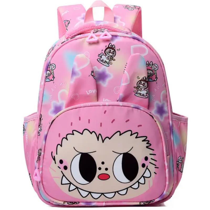 Auraquise - Labubu Print Large Zipper Backpack Back To School Bag Kindergarten Gift Hot Pink Image 1