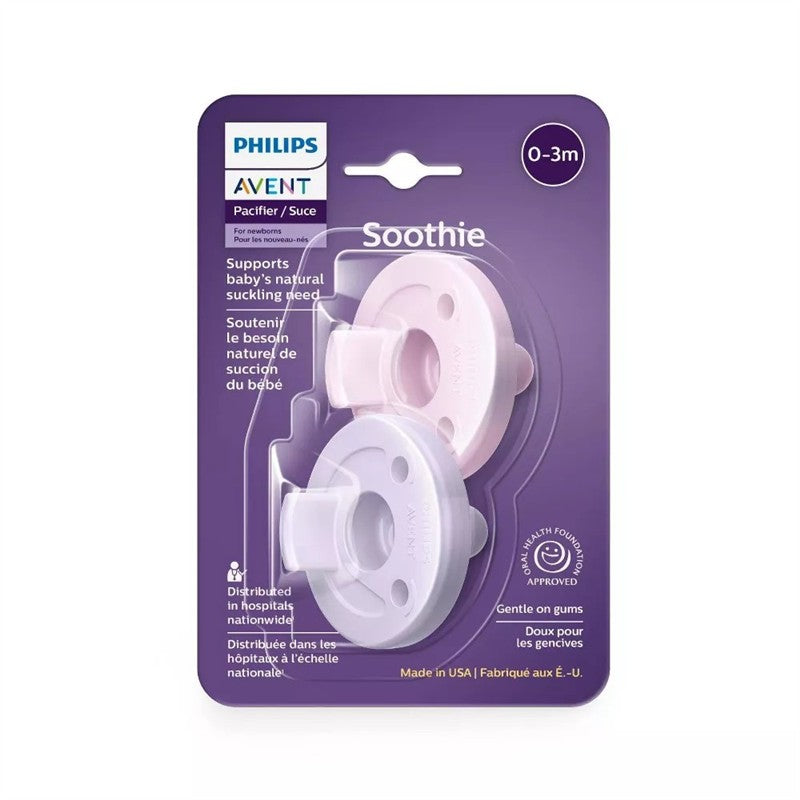 Avent 2Pk Soothie Pacifier Fresh Lilac & Pastel Pink Image 2