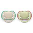Avent 2Pk Ultra Air Pacifier 6-18M, Sand/Pastel Warm Green Image 1
