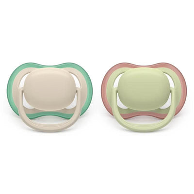 Avent 2Pk Ultra Air Pacifier 6-18M, Sand/Pastel Warm Green Image 1