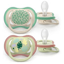 Avent 2Pk Ultra Air Pacifier 6-18M, Tropical Leaf/Leopard Image 1