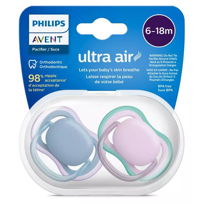 Avent - 2Pk Ultra Air Pacifier Blue Hush & Lush Lilac, 6/18M  Image 4