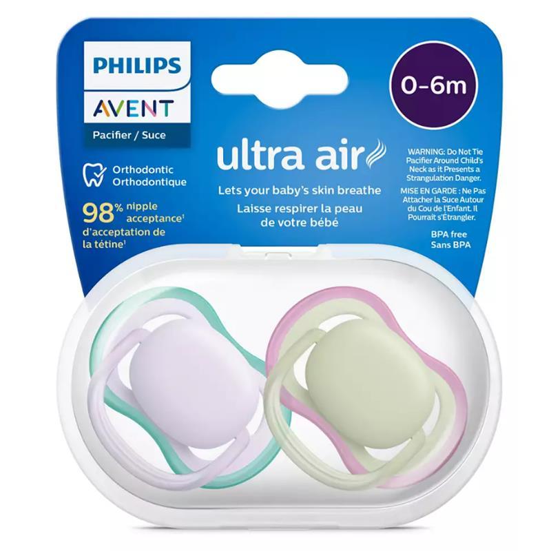 Avent - 2Pk Ultra Air Pacifier Fresh Lilac & Pastel Green, 0/6M Image 4