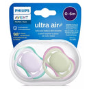 Avent - 2Pk Ultra Air Pacifier Fresh Lilac & Pastel Green, 0/6M Image 4