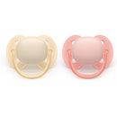 Avent 2Pk Ultra Soft Pacifier 0-6M, Sand/Soft Blossom Image 1