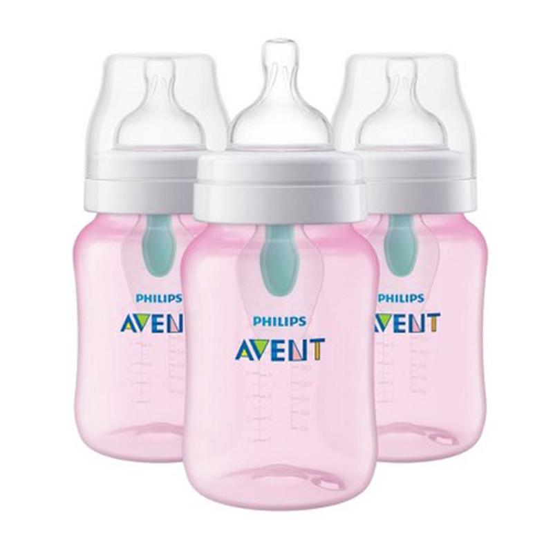 Avent - 3Pk Anti-Colic Bottle With Airfree Vent, 9Oz, Pink Image 1