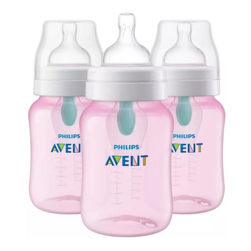 Avent - 3Pk Anti-Colic Bottle With Airfree Vent, 9Oz, Pink Image 1