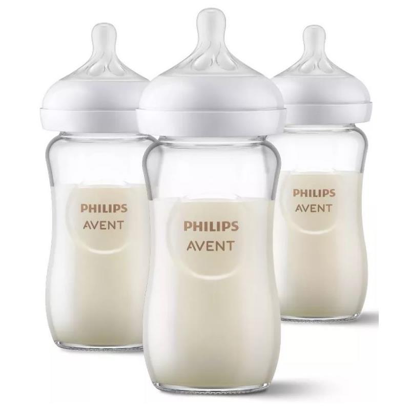 Avent - 3Pk Glass Natural Baby Bottle With Natural Response Nipple, 8Oz Image 1