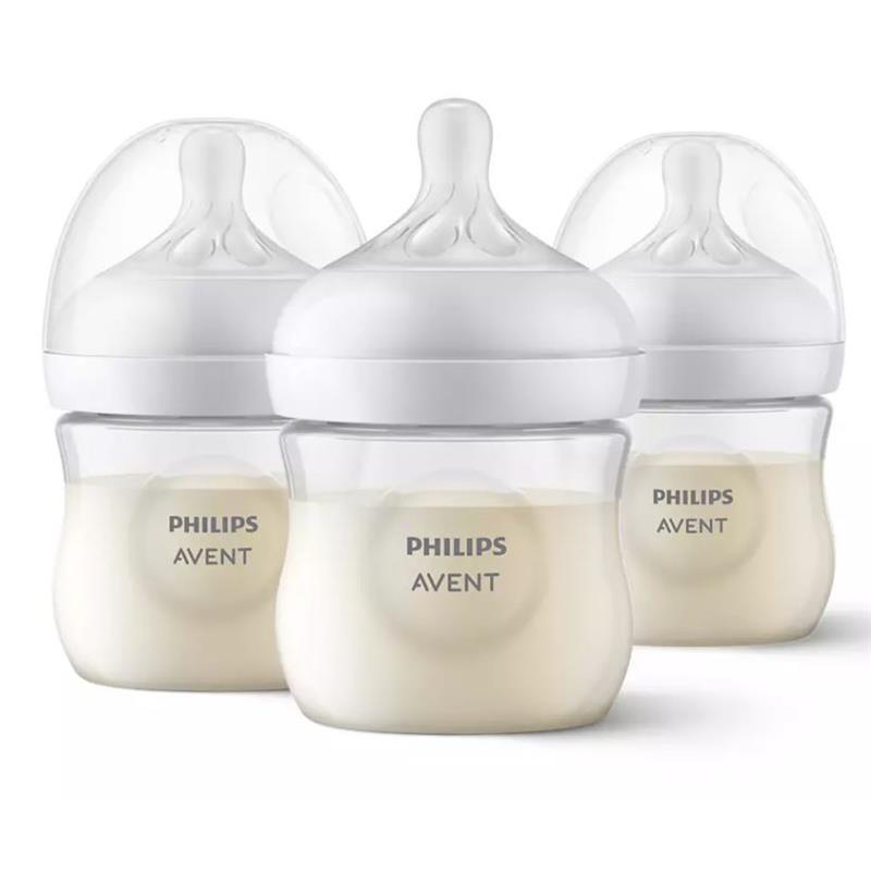 Avent - 3Pk Natural Baby Bottle With Natural Response Nipple, Clear, 4Oz Image 1