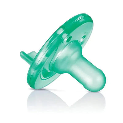 Avent 1Pk Soothie Pacifier in green, designed for infants 0-3 months, features a lightweight, ergonomic shape.