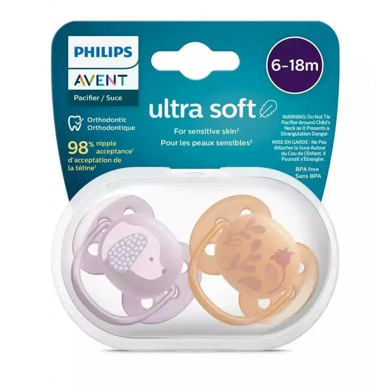 Avent - Ultra Soft Pacifier Orange & Lavander 6/18M Image 4