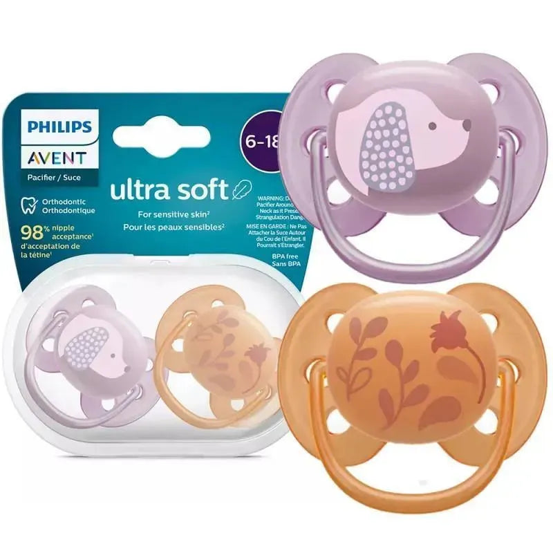 Avent - Ultra Soft Pacifier Orange & Lavander 6/18M Image 5