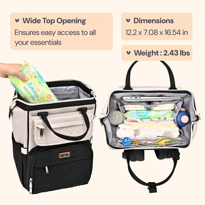 BabbleRoo - Diaper Bag Backpack, Apricot & Black Image 2