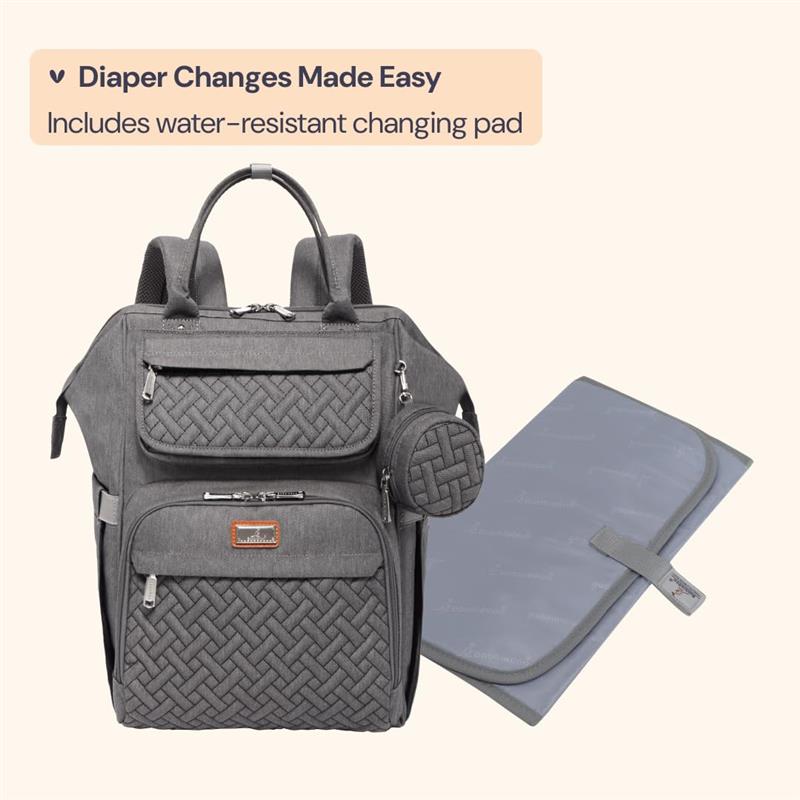BabbleRoo - Diaper Bag Backpack Bag for Moms Dads (Dark Gray) Image 6