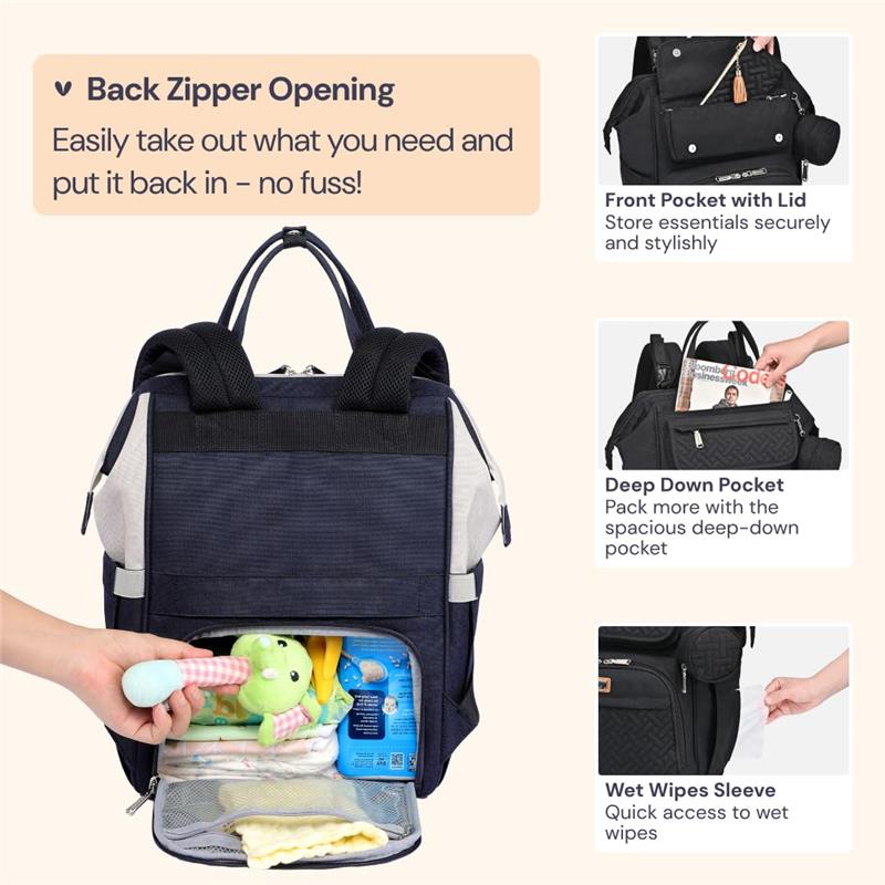 BabbleRoo - Diaper Bag Backpack Black Image 4