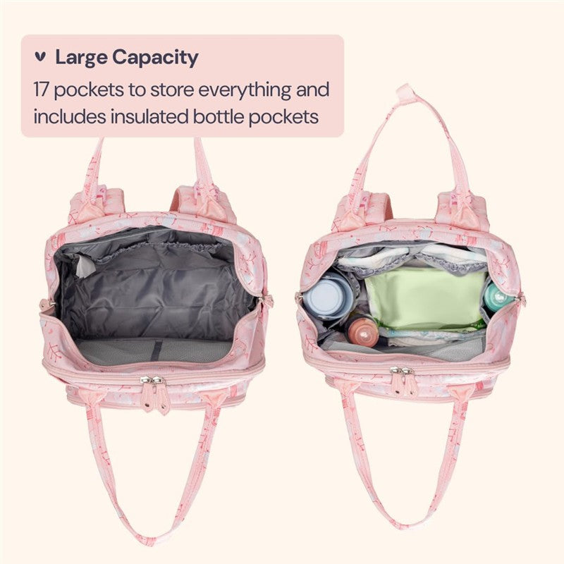 BabbleRoo - Diaper Bag Backpack, Pink Birdy Image 3