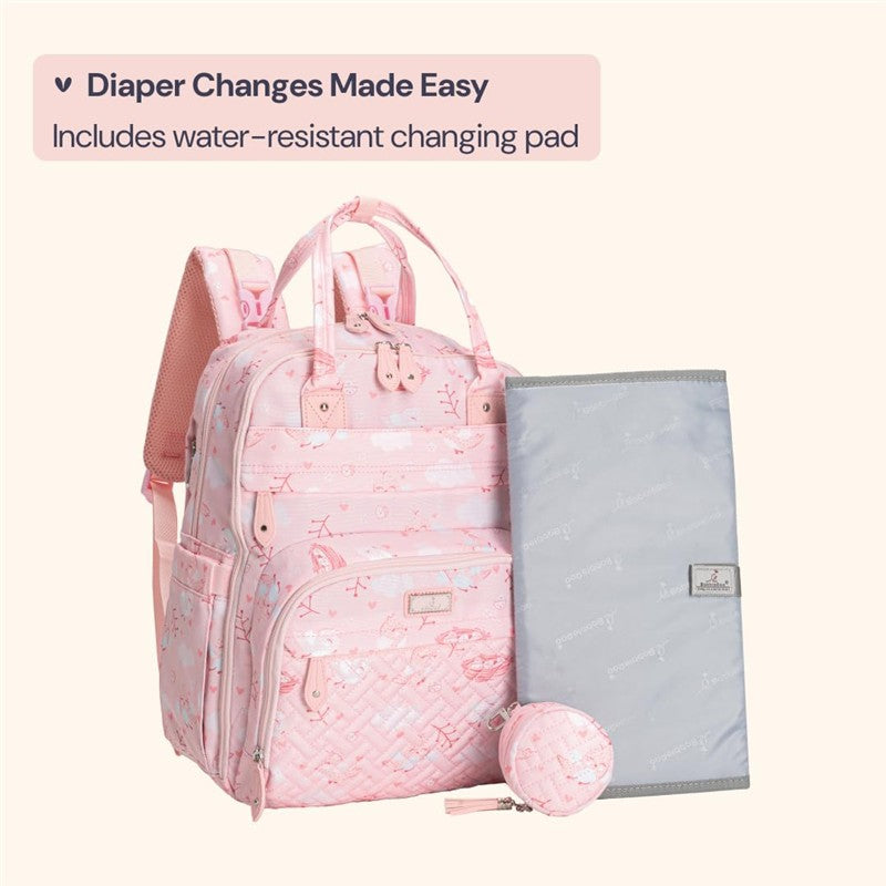 BabbleRoo - Diaper Bag Backpack, Pink Birdy Image 7