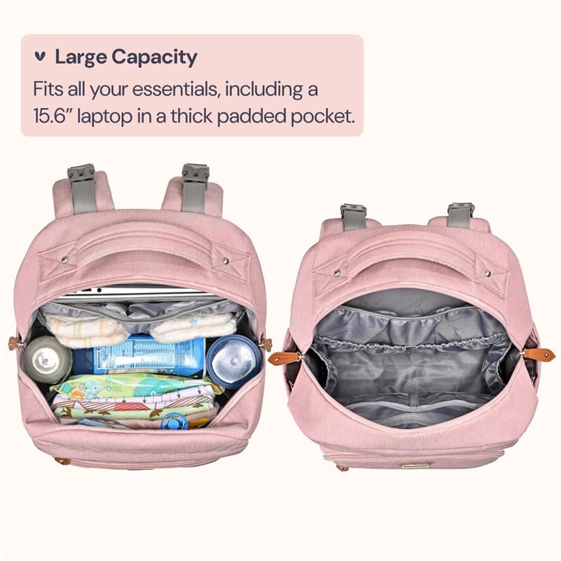 BabbleRoo - Diaper Bag Backpack, Pink Image 2
