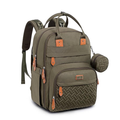 BabbleRoo - Diaper Bag Backpack Travel Essentials Baby Bag with Changing Pad, Army Green Image 1