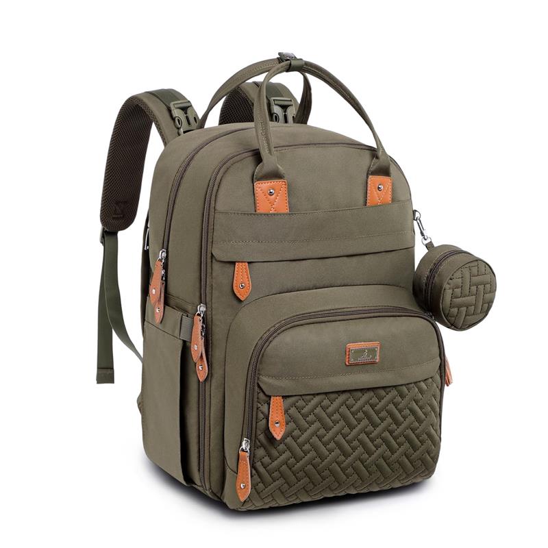 BabbleRoo - Diaper Bag Backpack Travel Essentials Baby Bag with Changing Pad, Army Green Image 1