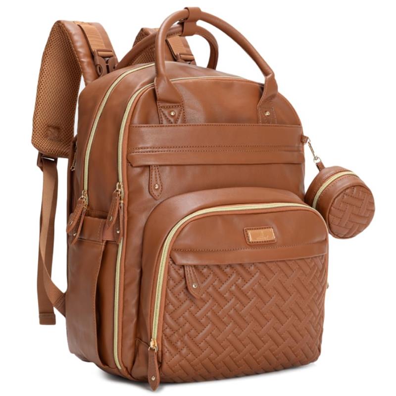 Babbleroo - Original Diaper Bag Vegan Leather Brown Image 1