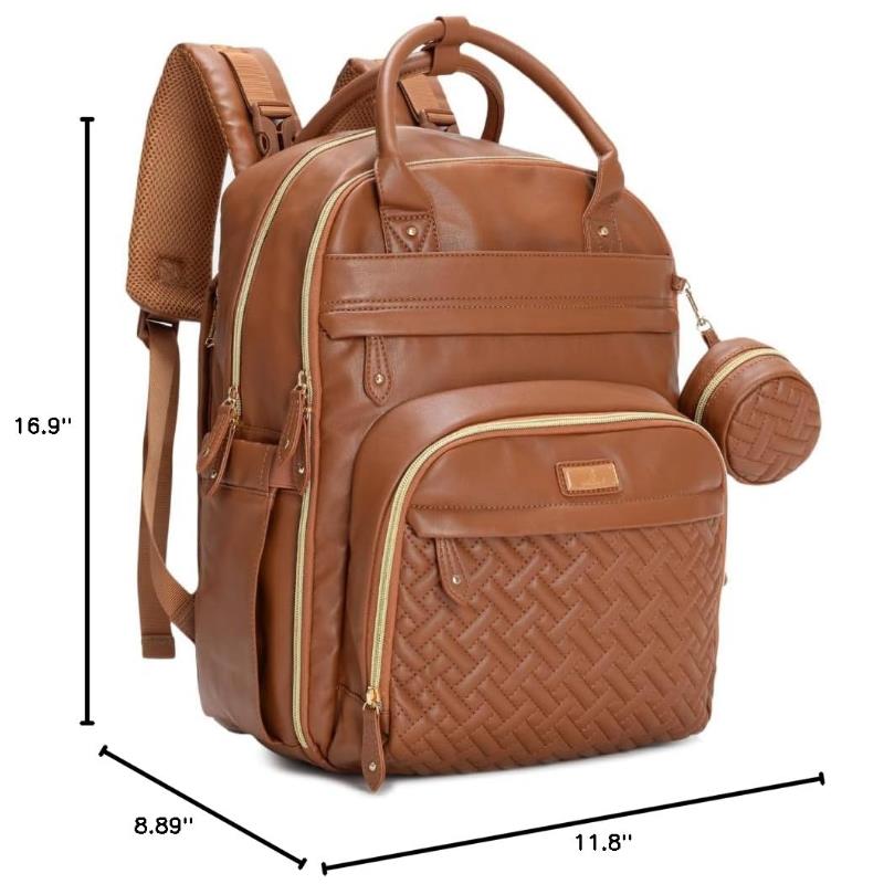 Babbleroo - Original Diaper Bag Vegan Leather Brown Image 2