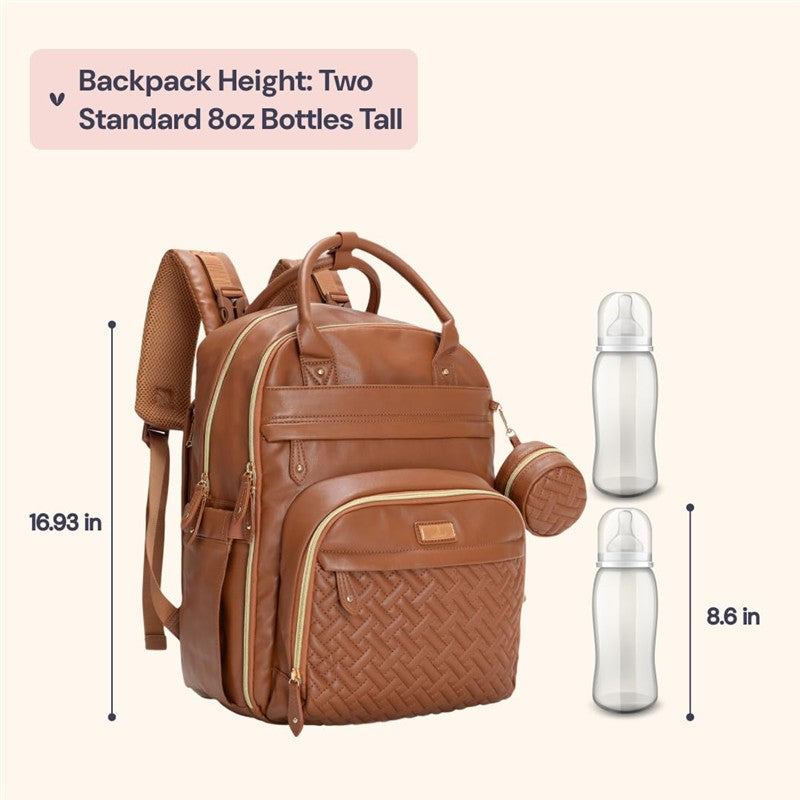 Babbleroo - Original Diaper Bag Vegan Leather Brown Image 2