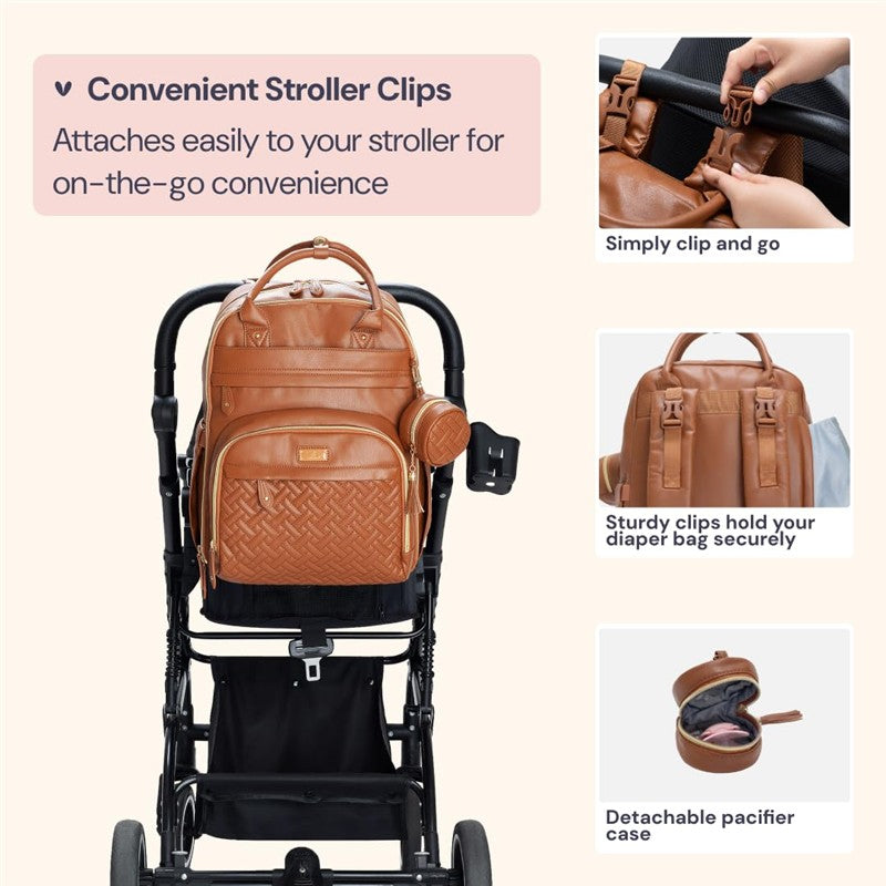 Babbleroo - Original Diaper Bag Vegan Leather Brown Image 7