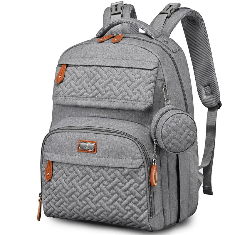 BabbleRoo - Travel Backpack with Changing Pad, Light Gray Image 1