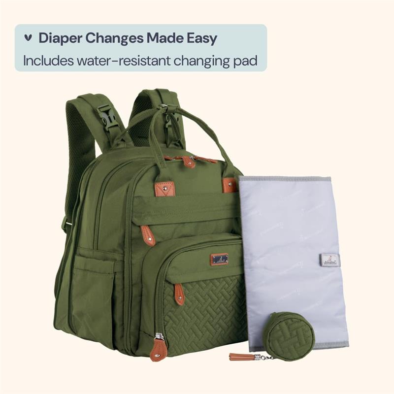 BabbleRoo - Travel Essentials Baby Bag Tote with Changing Pad, Forest Green Image 7