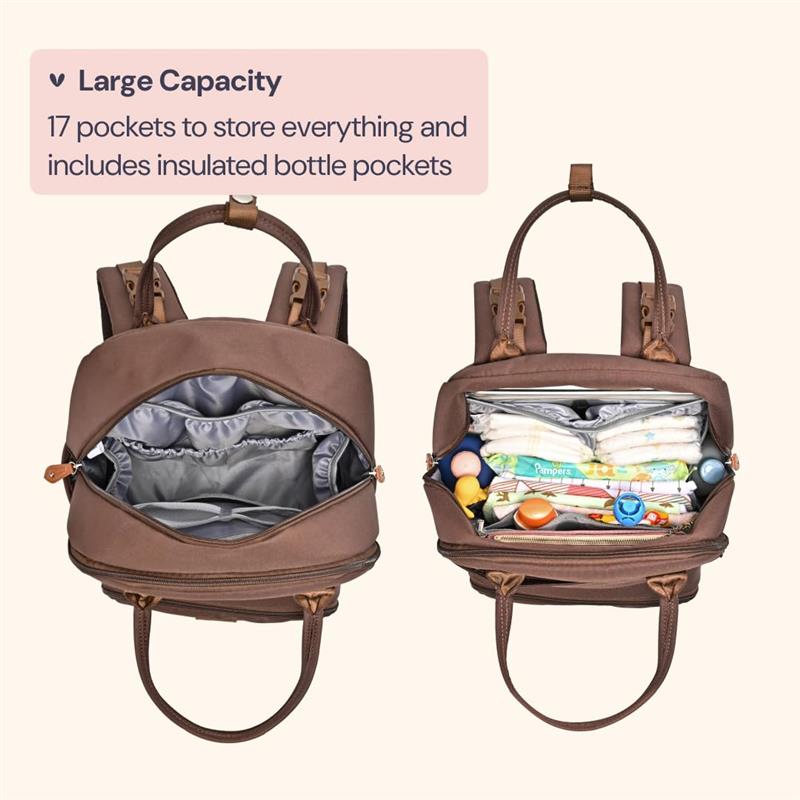 BabbleRoo - Travel Essentials Baby Bag with Changing Pad, Brown Image 2