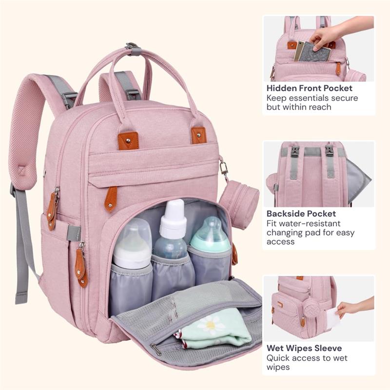 BabbleRoo - Travel Tote Multi function Waterproof Bag, Pink Image 4