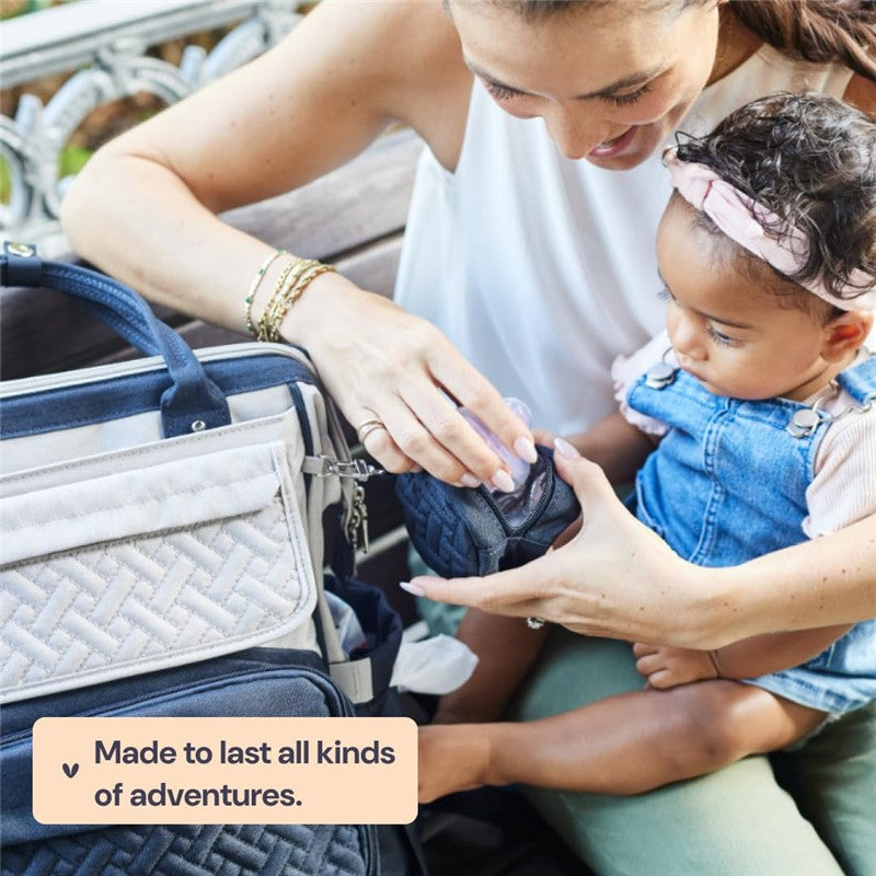 BabbleRoo Wide Top Diaper Bag Backpack - Gray & Blue Image 8