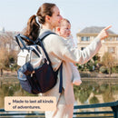 BabbleRoo Wide Top Diaper Bag Backpack - Vegan Leather Blueberry Cream Image 8