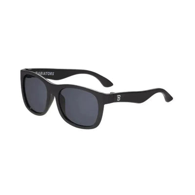 Original Navigator Baby Sunglasses by Babiators in jet black, featuring dark lenses and a sleek design.
