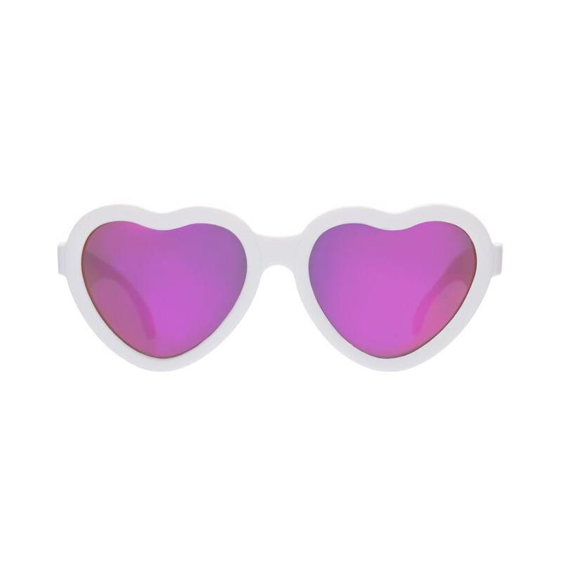 Babiators - The Sweetheart Wicked White Heart Shaped W/ Polarized Pink Lens Mirror baby sunglasses - Ages 3-5 Image 1