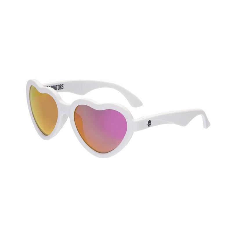 Babiators - The Sweetheart Wicked White Heart Shaped W/ Polarized Pink Lens Mirror baby sunglasses - Ages 3-5 Image 2