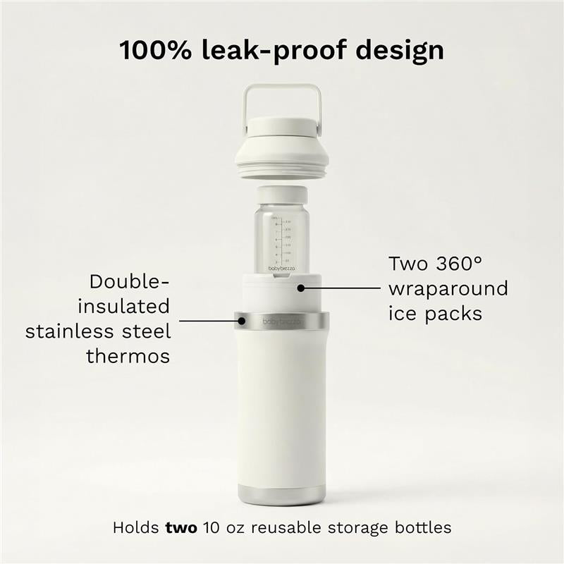 Baby Brezza All Day Portable Breastmilk Cooler, Large 20 oz Capacity, White