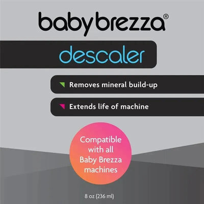 Universal descaling solution, 8 oz. for Baby Brezza appliances, removes mineral build-up and extends machine life.