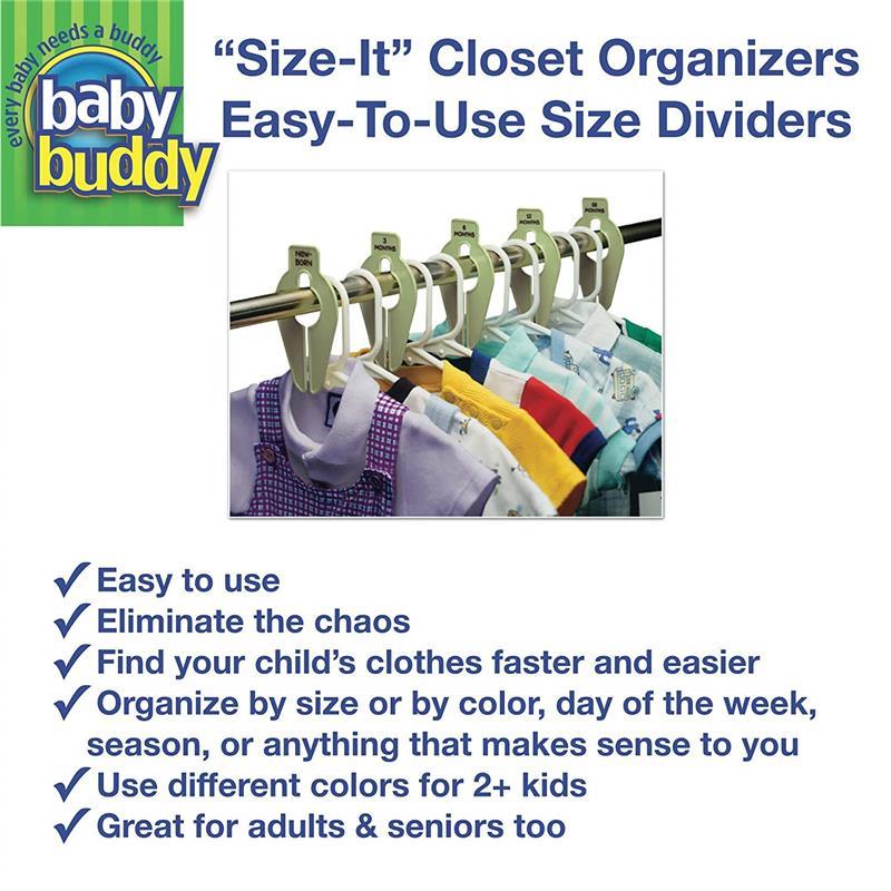 Baby Buddy - 5Pk Size-It Closet Organizers, White Image 3